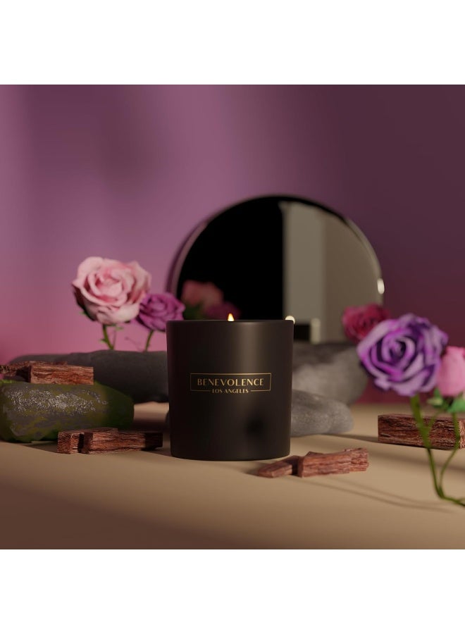 Benevolence LA Rose & Sandalwood Scented Candle | 6 oz Scented Candles for Home Scented | Natural Soy Candles Gifts for Women | 35 Hour Burn Aromatherapy Candle | Summer Candles - Image 2